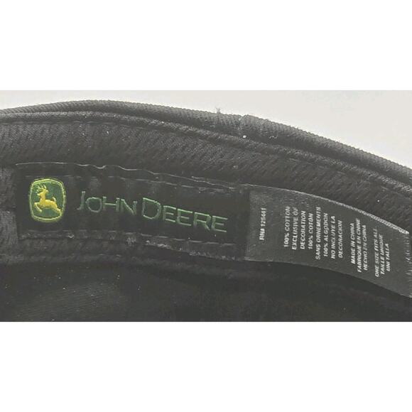 Genuine John Deere Black Strapback Hat‎ Chrome Logo Trucker Cap Farm Tractor - Picture 9 of 9